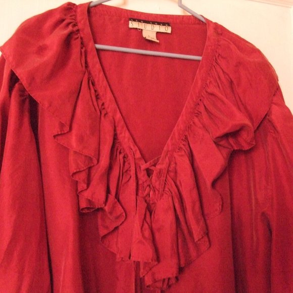Studio One 100 % Silk Large Tunic  in Wine Red - Picture 2 of 3